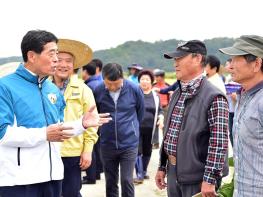 안산시 윤화섭 시장, 벼 베기 시연회 참석 기사 이미지