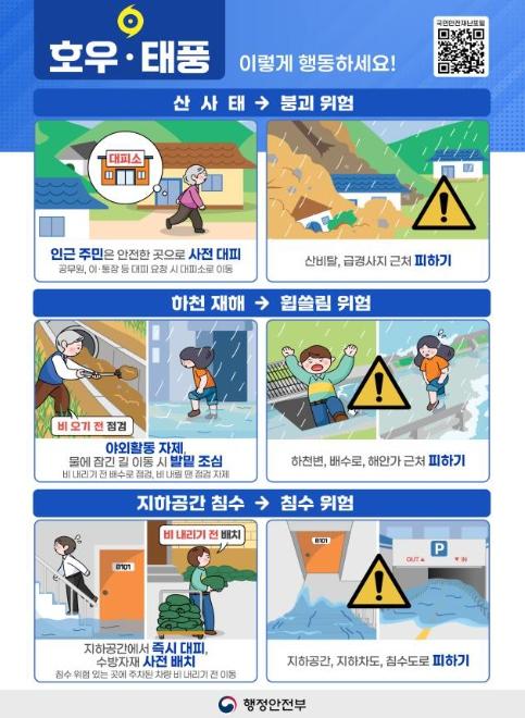 행정안전부, 제주·남부지방을 중심으로 많은 비, 중앙재난안전대책본부 가동 기사 이미지