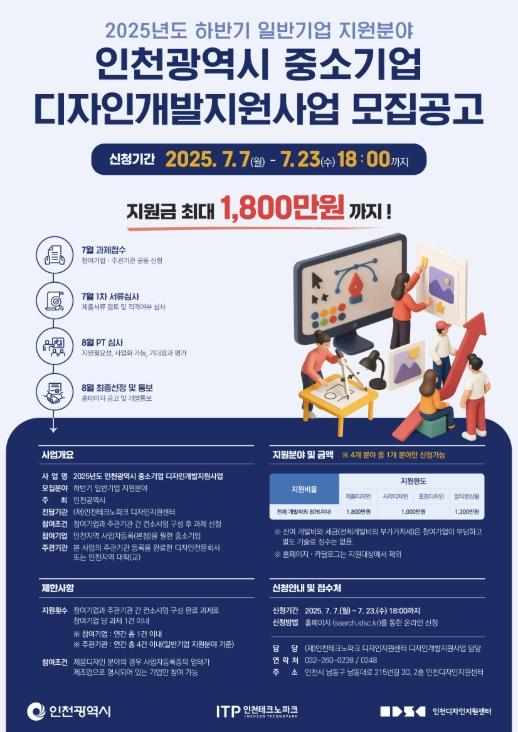 인천TP,  하반기 중소기업 디자인개발 지원과제 모집 기사 이미지