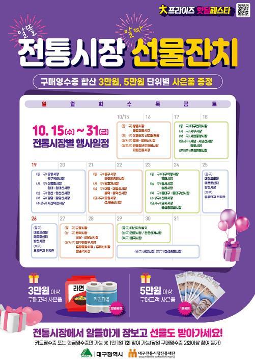대구시, 전통시장 특별 사은행사 개최 “전통시장에 가면 혜택이 쏟아진다!” 기사 이미지