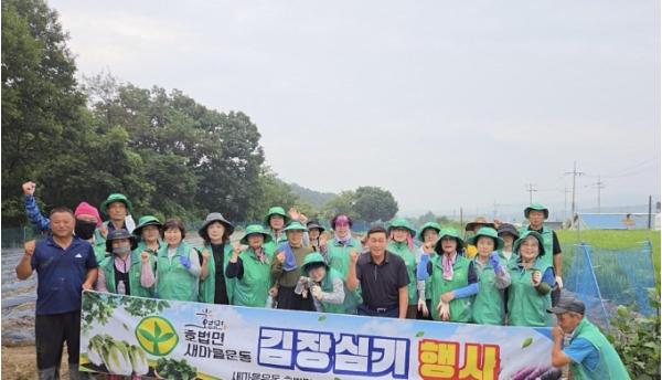 이천시 새마을호법면협의회, '사랑의 김장나눔' 위한 배추 모종 심기 나서 기사 이미지